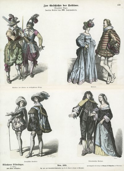 Avrupa kostümleri, 17. yüzyıl ortası by German School