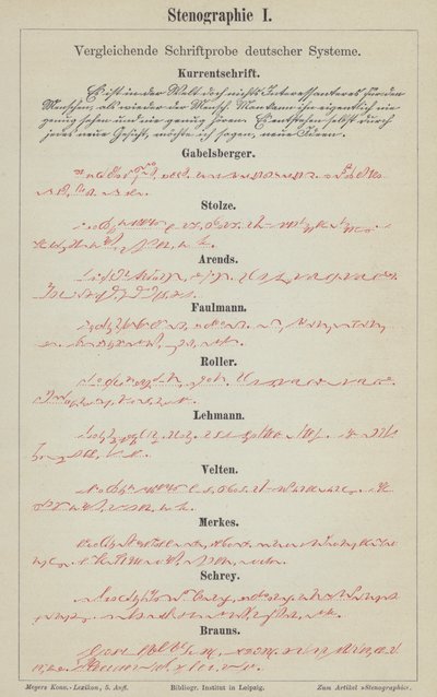 Alman steno yazı sistemlerine örnekler (renkli taş) by German School