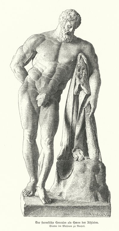 Farnese Herkül, Lysippos'un eski bir Yunan heykelinin Roma kopyası (gravür) by German School