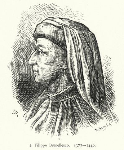 Filippo Brunellesco, İtalyan mimar ve mühendis (gravür) by German School