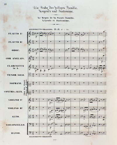 The Flight Into Egypt için skorun ilk sayfası, op. 25, Hector Berlioz tarafından uvertür by German School