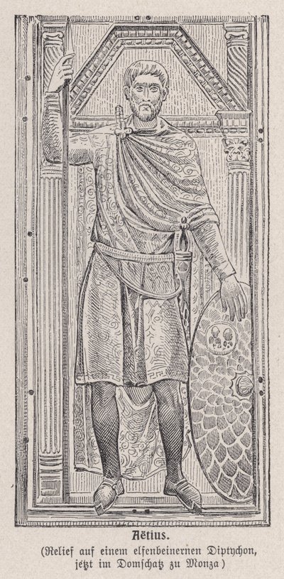 Flavius Aetius, Romalı general (gravür) by German School