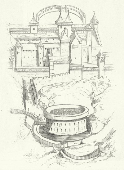 Carcassonne, Fransa tahkimatı (gravür) by German School