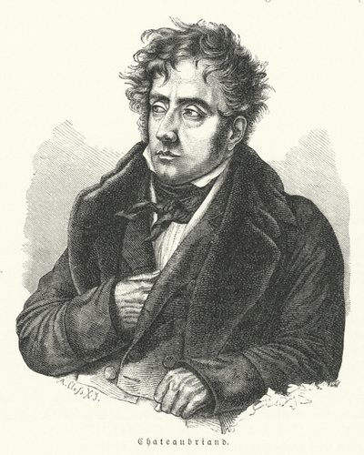Francois-Rene de Chateaubriand, Fransız romancı, politikacı, diplomat ve tarihçi (lito) by German School