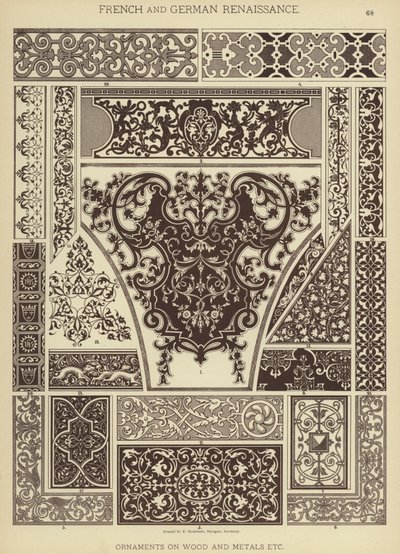 Fransız ve Alman Rönesansı, Ahşap ve Metaller Üzerine Süsler vb (renkli taş) by German School