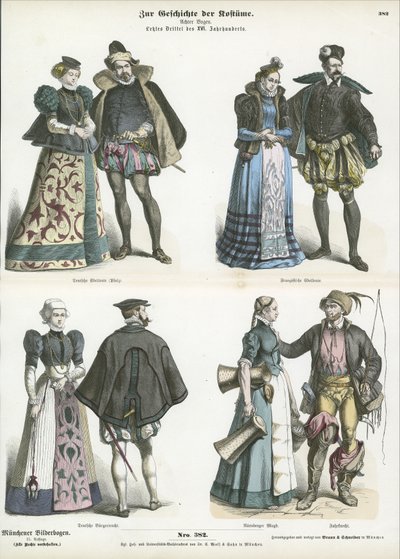 Fransız ve Alman kostümleri, 16. yüzyıl sonu by German School