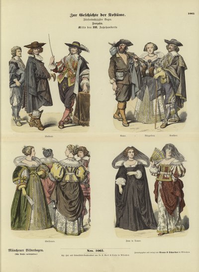 Fransız kostümleri, 17. yüzyıl ortası by German School
