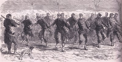 Kampta dans eden Fransız askerleri, Cassells History of the War Fransa ve Almanya arasındaki Cassell ve Company Limited tarafından yayınlandı, c.1890 (litho) by German School