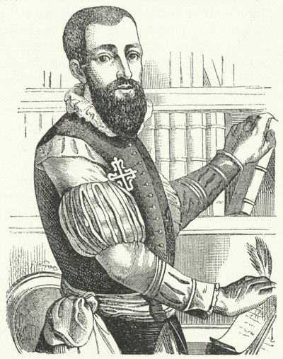 Garcilaso de la Vega, İspanyol şair ve asker (gravür) by German School