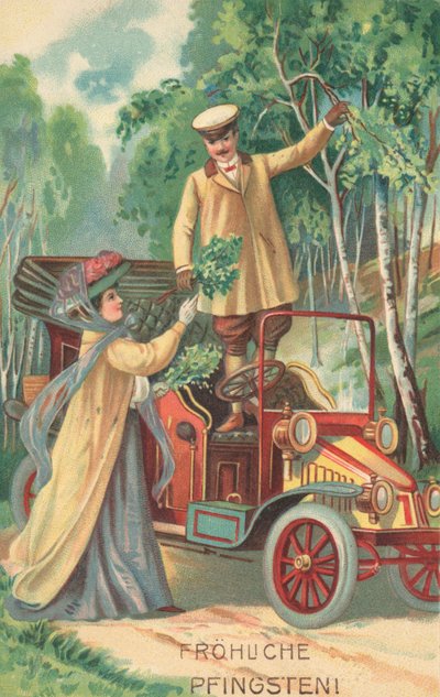 Alman Pentecost kartı (renkli litho) by German School