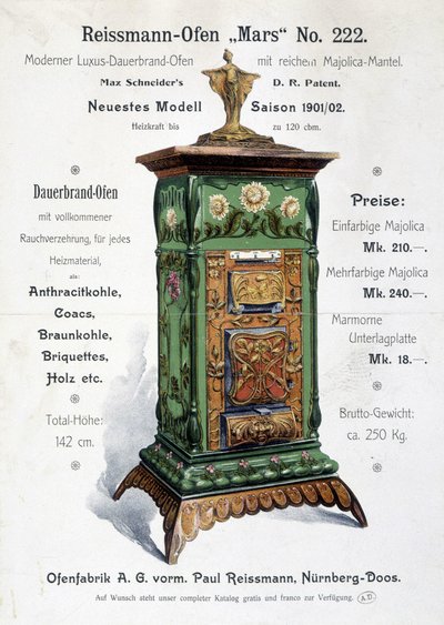 Art nouveau tarzı bir kazan için Alman reklamı, 19. yüzyılın sonlarında by German School