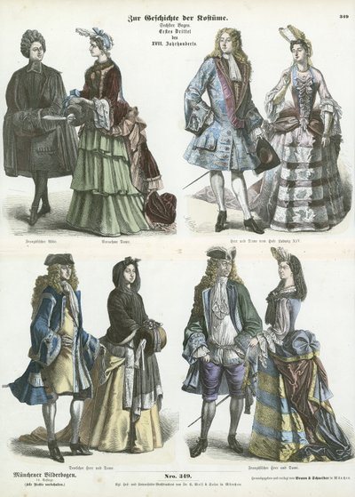 Alman ve Fransız kostümleri, 18. yüzyılın başlarında by German School