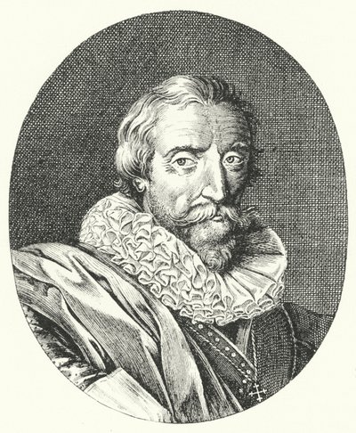 Giambattista Marino, İtalyan şair (gravür) by German School