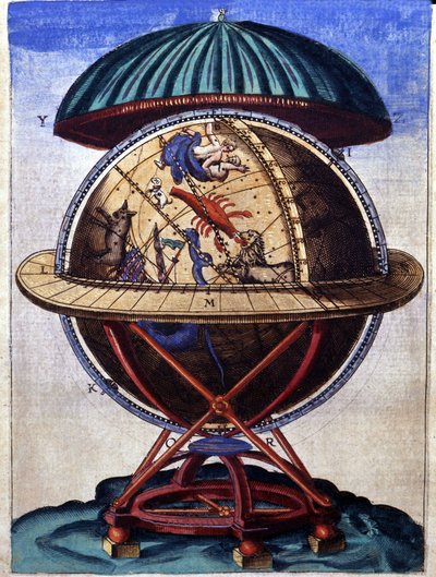 Wandsbeck, Tycho Brahe (1546 - 1601) tarafından "yerleşik astronomi makineleri"ndeki büyük pirinç grubu by German School