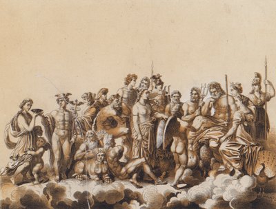 Klasik Çağ Tanrıları (renkli taş baskı) by German School