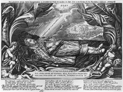 Gustavus Adolphus II (1594-1632) İsveç Kralı, ölüm döşeğinde, 1633 by German School