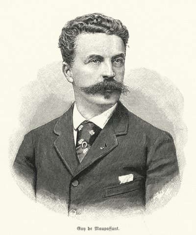 Guy de Maupassant, Fransız kısa öykü yazarı (litho) by German School