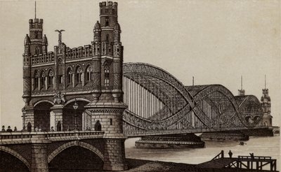 Hamburg: Neue Elbbrücke, Elbe Üzerindeki Yeni Köprü (litho) by German School