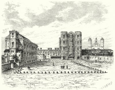 Hampton Court Sarayı, Thames üzerine Richmond (gravür) by German School