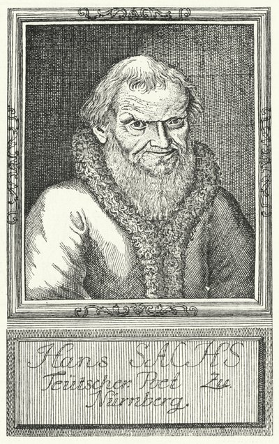 Hans Sachs, Alman oyun yazarı ve yazar (gravür) by German School