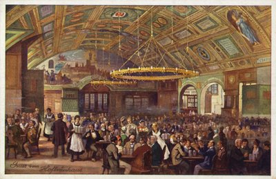 Hofbrauhaus, Münih (renkli litografi) by German School