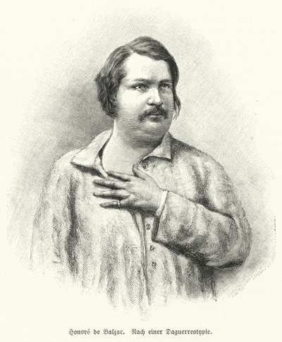 Honore de Balzac, Fransız romancı ve oyun yazarı (litho) by German School