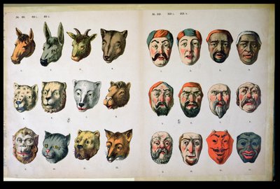İnsan ve hayvan karnaval maskeleri, Mannebach, Thüringen, Almanya