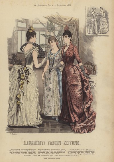 Illustrirte Frauen-Zeitung (renkli taş) için çizim by German School