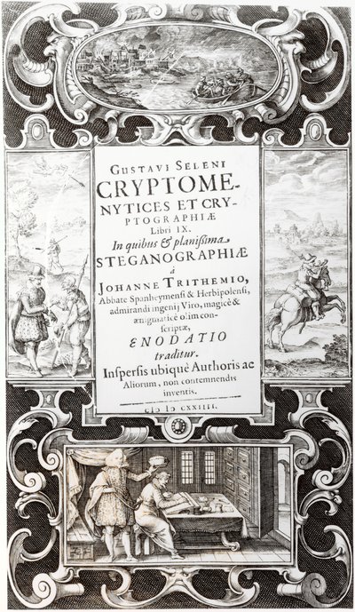 Gustavus Selenus (Augustus, Brunswick Dükü), 1624 tarafından yazılan Kriptomeniz ve Kriptografinin 9. Kitabından İllüstrasyon by German School