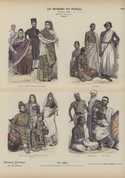 Hint ve Asya elbisesi (renkli gravür) by German School