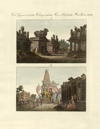 Kızılderililerin merakları (renkli gravür) by German School