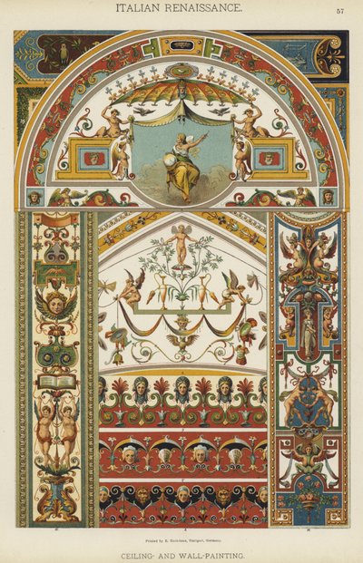 İtalyan Rönesansı, Tavan ve Duvar Resmi (renkli taş) by German School
