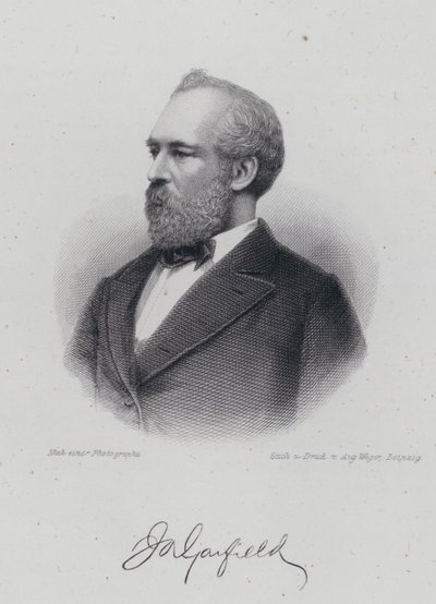 James A Garfield, Amerikalı politikacı ve Amerika Birleşik Devletleri'nin 20. Başkanı (gravür) by German School