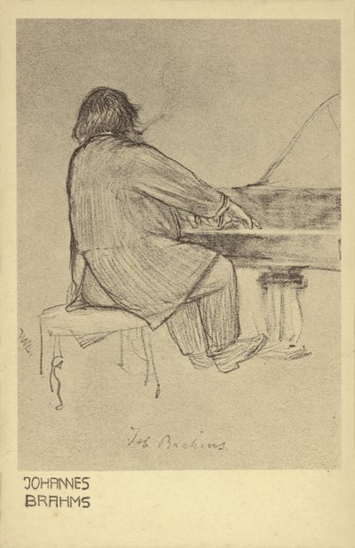 Johannes Brahms piyano çalıyor by German School