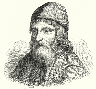 Johannes Trithemius, Alman Benedictine başrahip ve bilge (gravür) by German School