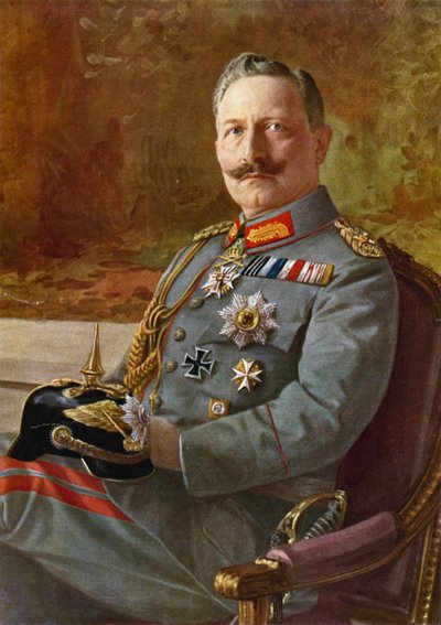 Kaiser Wilhelm II (renkli taş baskı) by German School