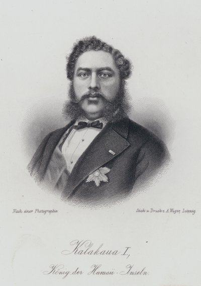 Kalakaua I, Hawaii Adaları Kralı (gravür) by German School