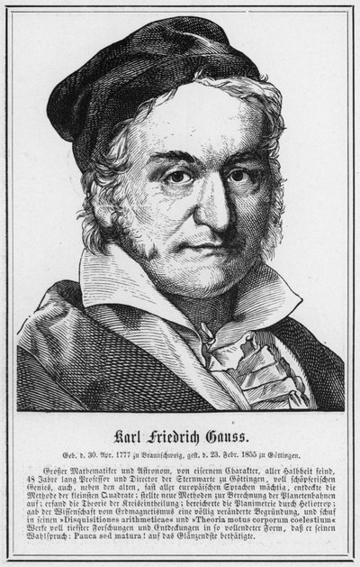 Karl Friedrich Gauss (gravür) by German School