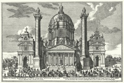 Karlskirche (St Charles Kilisesi), Viyana (gravür) by German School