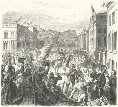 Prusya Kralı Frederick William IV, ayaklanmalarda öldürülen sivillerin toplu cenazesine katılmak için Berlin Üniversitesi