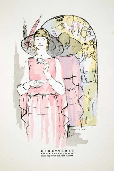 Koketterie, Tea Dress by M. Gerstel, from Styl, pub.1922 (pochoir baskı) by German School