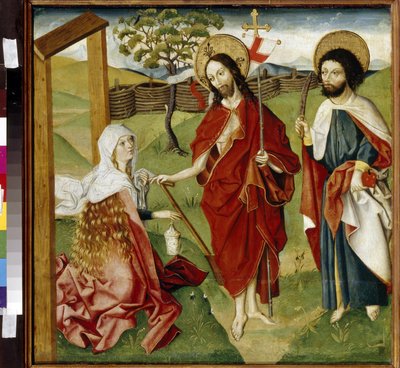 Mesih, Mecdelli Meryem ve Aziz Barthelemy (veya Nathanael, Havari) (Mecdelli Meryem ve Aziz Bartholomew). "Noli me tangere" nin bir temsili olabilir: Saint Mary Magdalene