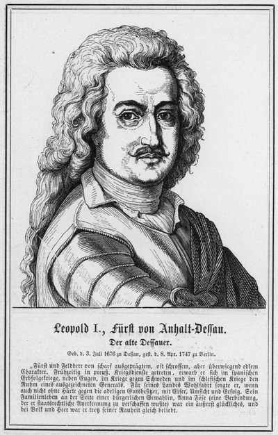 Leopold I, Anhalt-Dessau Prensi, Eski Dessauer (gravür) by German School