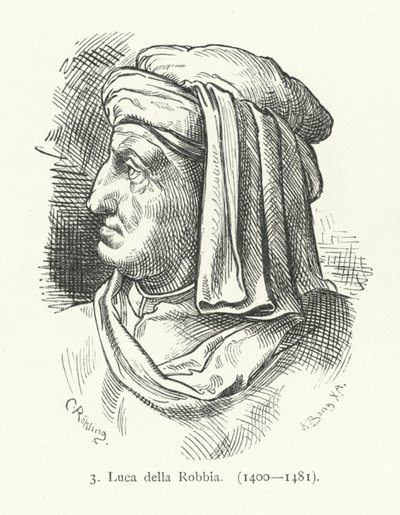 Luca della Robbia, İtalyan Rönesans heykeltıraş (gravür) by German School