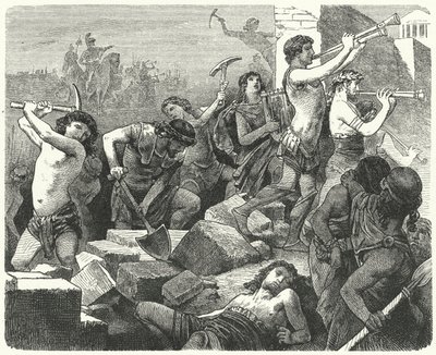 Lysander, Atina duvarlarının yıkılmasını emreder (gravür) by German School