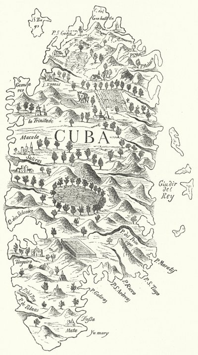 Küba Haritası, c1500 (gravür) by German School