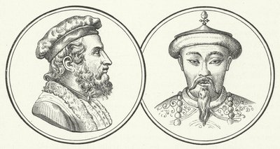 Marco Polo ve Kubilay Han (gravür) by German School