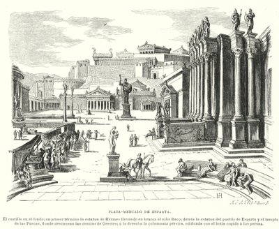 Sparta Pazar yeri, Antik Yunanistan (lito) by German School