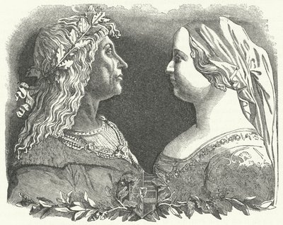 Matthias Corvinus, Macaristan Kralı ve kraliçesi, Napoli Beatrice (gravür) by German School