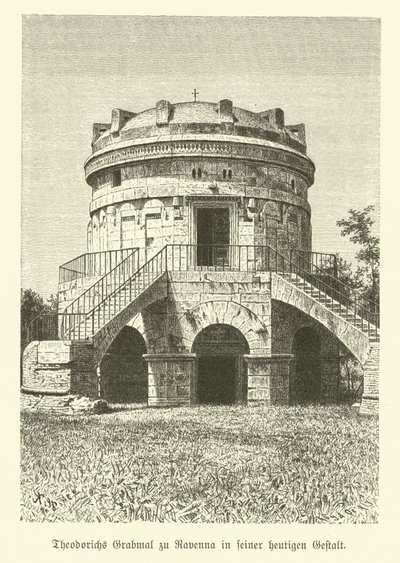 Büyük Theoderic Mozolesi, Ostrogotların Kralı, Ravenna, İtalya (gravür) by German School